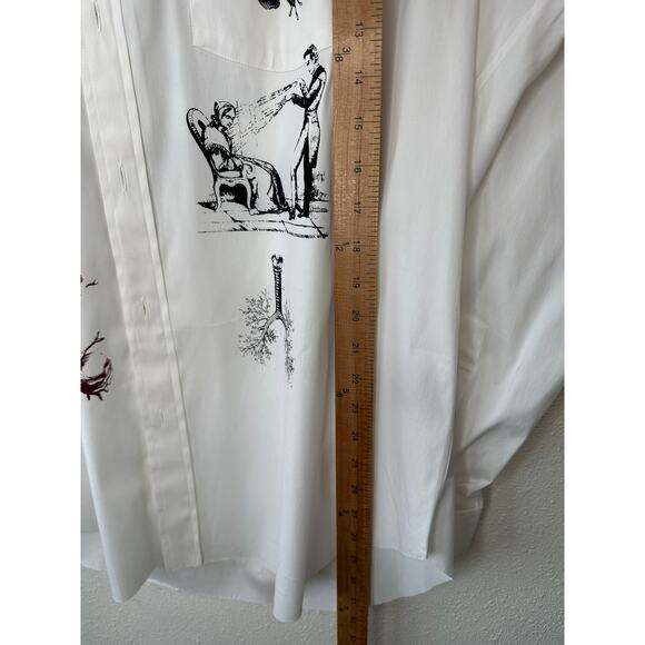 NWT Libertine Silk Screen Melange Deconstructed Mandarin Button Shirt L / XL - Picture 10 of 16